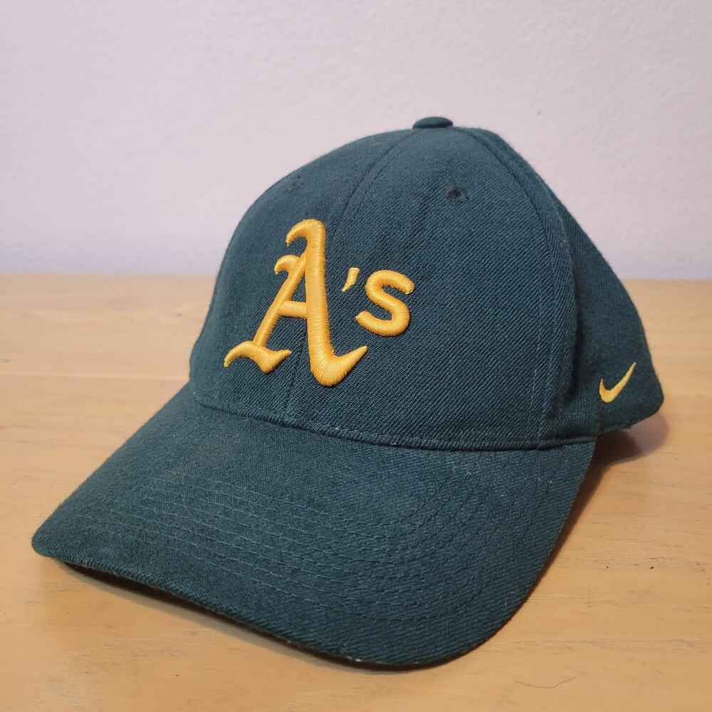 Rare Nike Oakland A’s Green/Yellow Hat Baseball Cap Wool Blend Athletic’s